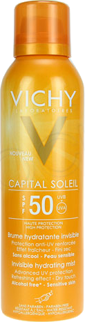 Vichy idéal soleil brume hydratante invisible spf 50 200 ml